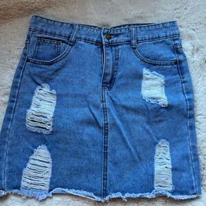 Trendy Blue Distressed Denim Shorts